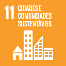 Logótipo do Objetivo de Desenvolvimento Sustentável 11 das Nações Unidas: cidades e comunidades sustentáveis.